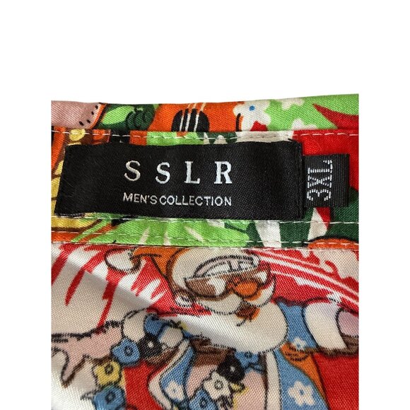 SSLR Mens Collection Hawaiian Surfing Santa Red Short Sleeve Button-Up Shirt 3XL - Picture 3 of 7